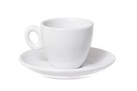 One isolated cup and saucer on white background