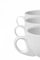 Row of 3 coffee cups  Focus on 1st Cup  Copy Space