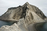 Poluostov Vladimira, a cinder cone on the flank of Alaid Volcano, Atlasova Island, Kuril Islands, Russian Far East