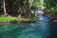 Kipu Falls is a secret swimming hole on Hawaii´s island of Kauai, USA. A gigantic rope swing allows for thrill seekers to swing off the cliff and into...