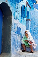Woman, Street, Chefchaouen Rif region, Morocco.