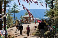 Trekking to the Taktsang Monastery Tiger´s Nest, Paro Valley, Bhutan, Asia.