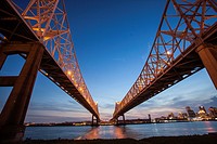 crescent city bridge over the Mississippi River in New Orleans