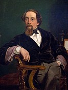 Portrait of Charles Dickens  Museum of London  London city  England  United Kingdom.