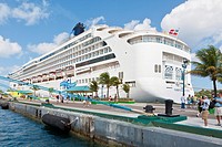 Norwegian Spirit cruise ship at dock in Nassau, Bahamas