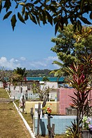 Colorful municipal cemetary on Isla Colon, Bocas del Toro, Panama