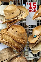 Straw hats on display and for sale at the Quick Chek 30th Annual Festival of Ballooning Readington, New Jersey, USA