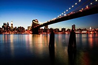 The Brooklyn Bridge at night, New York City