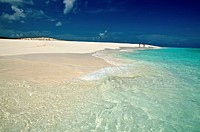 People walking in a desolate and pristine white sand beach  Cayo de Agua, Los Roques National Park, Venezuela