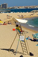 Europe, Spain, Calonge beach liveguard in the beach