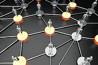 Activated nodes in a social network  3D rendered Illustration