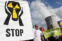 Protest against Nuclear power station, Ain, Bugey, Saint-Vulbas, Rhône-Alpes, France