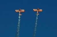British Breitling wingwalkers team performing at ´La Festa del Cel´ air show of Barcelona, Spain
