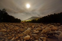 East Branch of the Pemigewasset River along the Kancamagus Scenic Byway Route 112 in Lincoln, New Hampshire USA during the night
