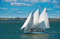 Sail boat in Hudson river near New York, USA