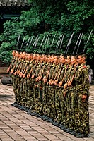Chinese military soldiers in formation in Beijing China.