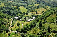 Village and landscape in Romeor, Folgoso do Courel, Galicia, Spain