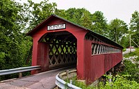 Covered Bridges of Vermont by river One Dollar Fine Chiselville Bridge in Arlington VT 1870 wood wooden red