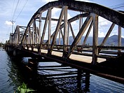 Old bridge of Kampot, Cambodia, panoramic view