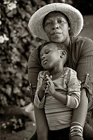 Black mother with child