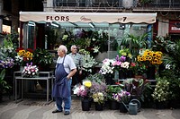 Flourist selling flowers at la Rambla, Catalonia, Spain
