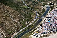 Zahara de los Atunes. entrance roundabout and river Cádiz area. Spain Aerial view. Cádiz area. Spain Aerial view