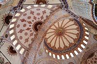 Sultan Ahmet I Mosque or Blue Mosque, built by the architect Davut Aga between 1603 and 1616  Interior of the domes  UNESCO World Heritage