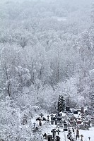 Villiage cemetary in winter  Mielnik  Poland