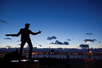 Silhouette of Billy Fury in Albert Dock, Liverpool, UK