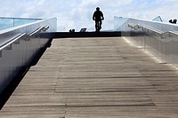 Walk cyclist and the Veles Vent, port of Valencia.