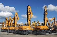 Premises of the company is full of new Liebherr excavators