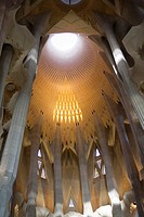Inside the Basilica of the Sagrada Familia bu Gaudi, Barcelona, Catalonia, Spain