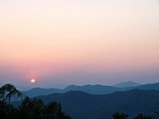 Sunset in the mountains, Doi Tung, Chiang rai, Thailand.