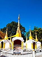 Golden pagoda in Tai Yai style in Wat Klang, Pai in Mae Hong Son, Thailand.