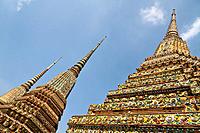 Chedi Spires in the Temple Wat Pho in Bangkok.