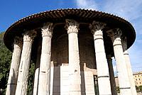 Italy. Lacio. Rome. Forum Boario. Hercules Victorious' temple, improperly called of Vesta, has twenty Corinthian columns of pentelico marble. Probably...