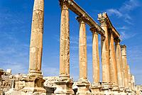 The Cardo, Colonnaded Street, Jerash, Gerasa Roman Decapolis City, Jordan, Middle East.