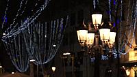 Rambla Barcelona a Christmas winter night, with lights decorating the city. Barcelona Spain. 2012