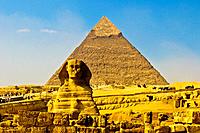 The Great Sphinx and the pyramids of Giza.