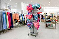 Woman`s underwear. Lingerie on rack. Retail shop, store.