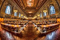 The Rose Main Reading Room in the main branch of the New York Public Library on 5th Avenue and 42nd Street in New York City.
