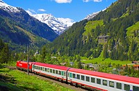 Austrian Federal Railway, ÖBB, Passenger train in the Gastein valley ago train Station Boeckstein.