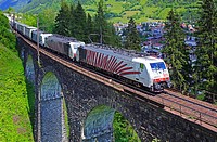 Austrian Federal Railway, ÖBB, Freight train on the Steinbach viaduct