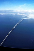 THE ORESUND BRIDGE between Denmark and Sweden.