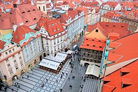 Aerial view of old town square, Prague, Czech Republic.