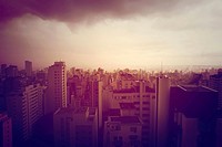 Pollution over Sao Paulo, Brazil, South America. Retro style image.