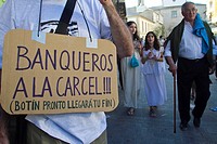 Date :19-06-2011 In Lugo, 15M slaves march. Call indignados movement state, coinciding with the celebrations of Arde Lucus, protesters slave dress. Ar...