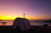 Open Chapel Los Molinos Fuerteventura Canary Islands Spain at sunset.