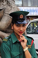 Female police, Durbar Square, Kathmandu, Nepal