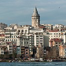 Buildings at the waterfront, Galata Tower, Bosphorus, Istanbul, Turkey.